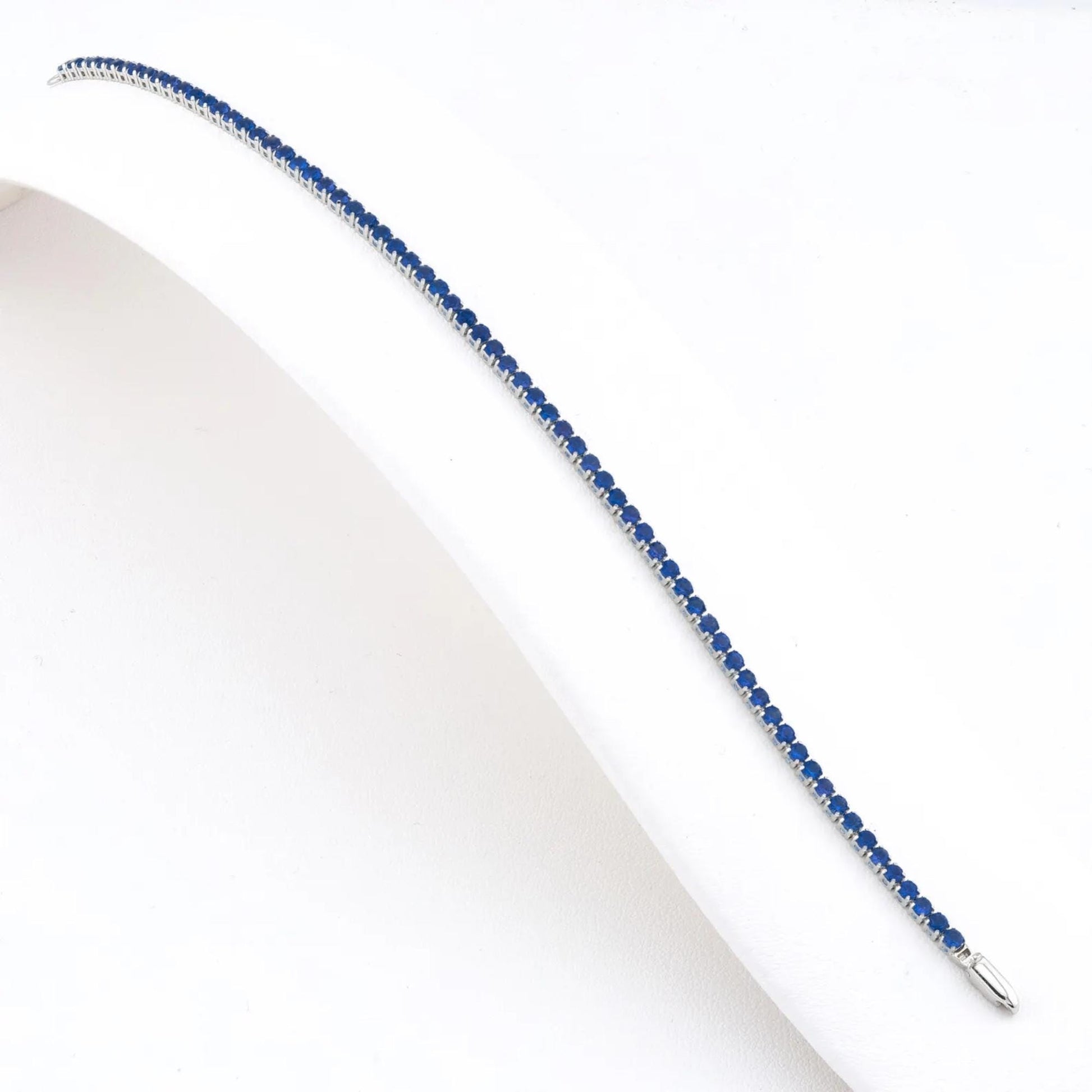 Blue Sapphire Gold Tennis Bracelet - Round Natural Sapphires Jewelry, 14K, Dainty Bracelet, Colorful Gemstones Bracelet - Anniversary Gift