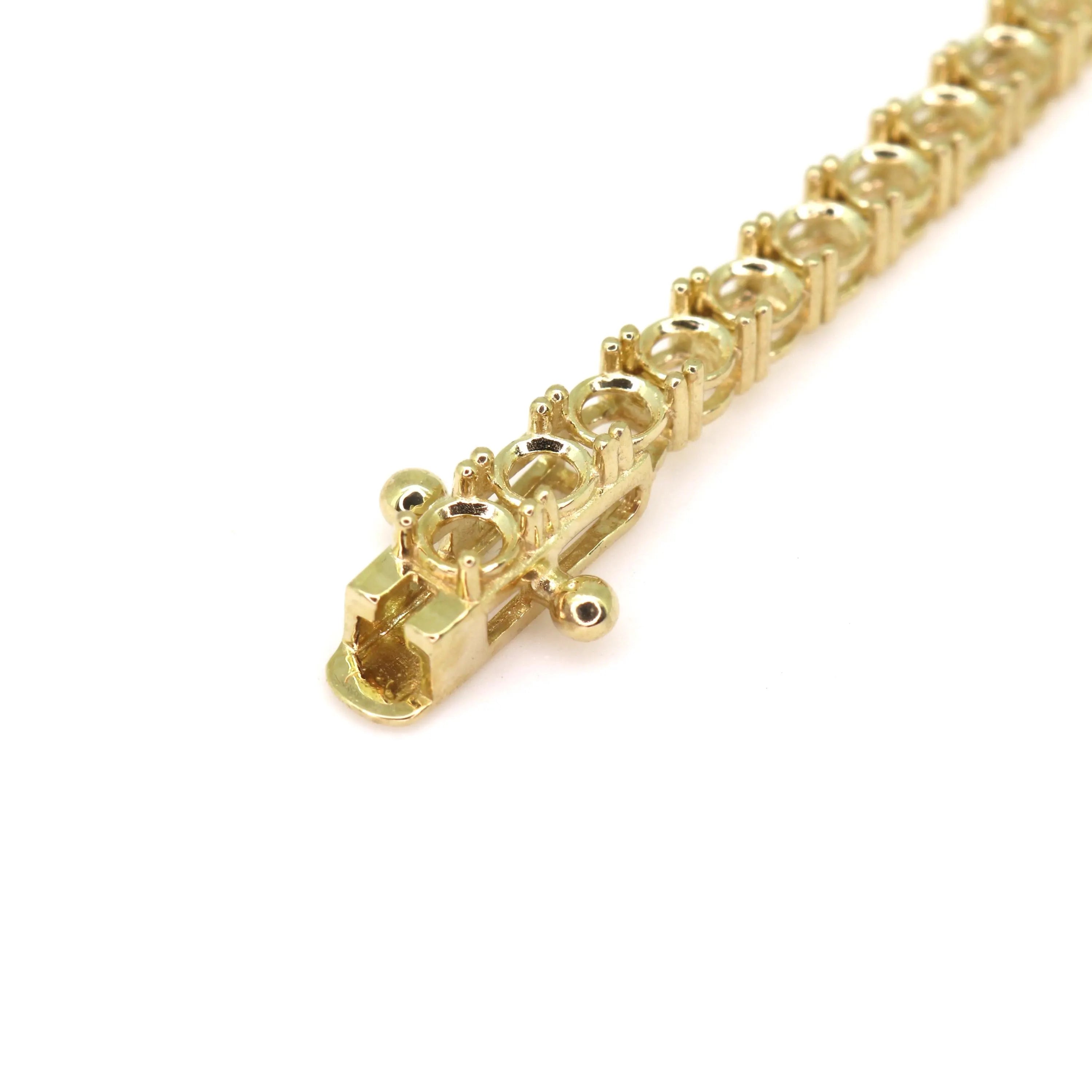 2.5mm 14K Gold Tennis Bracelet Mounting - 4 CTW Mount - 4 Prong Tennis Setting