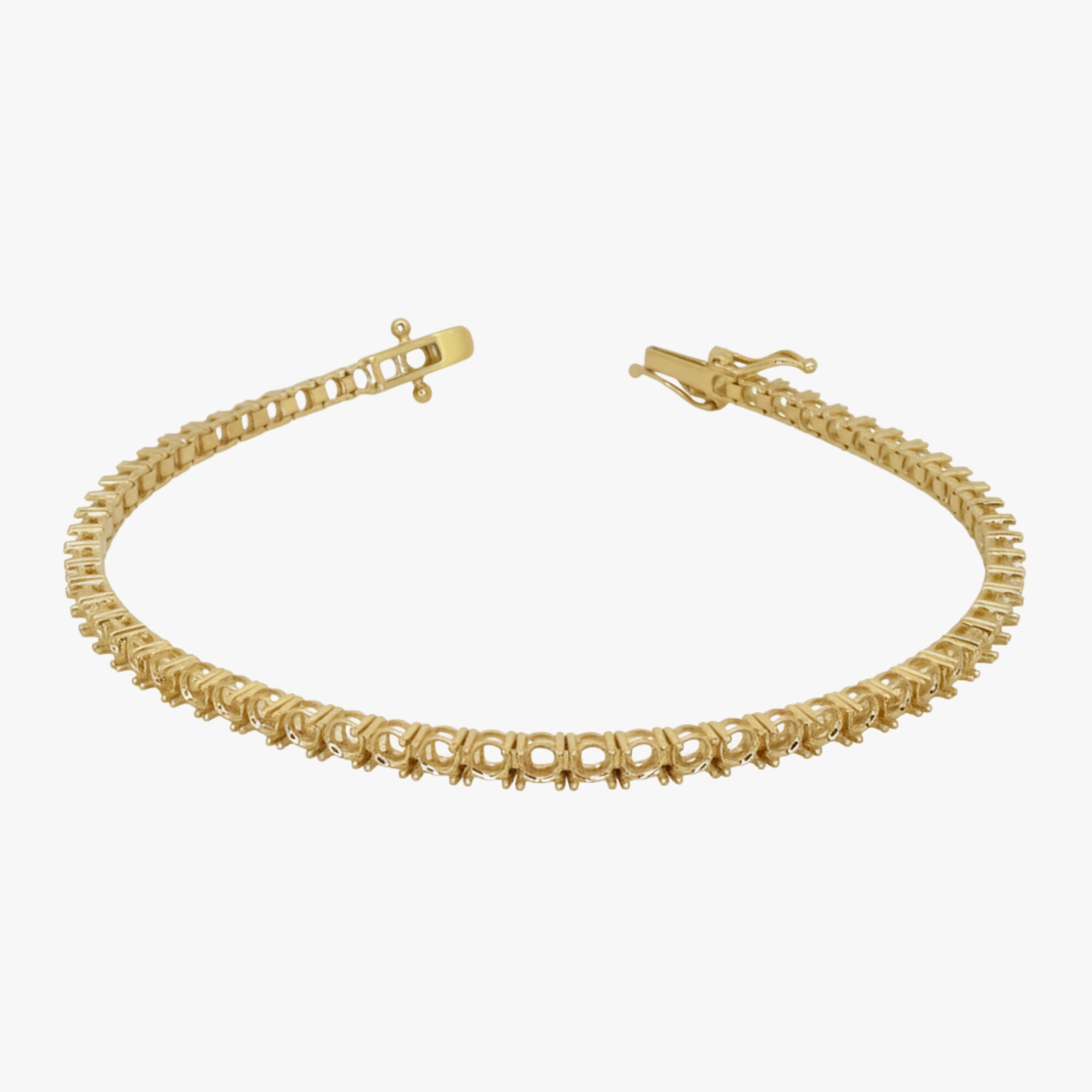 2.5mm 14K Gold Tennis Bracelet Mounting - 4 CTW Mount - 4 Prong Tennis Setting