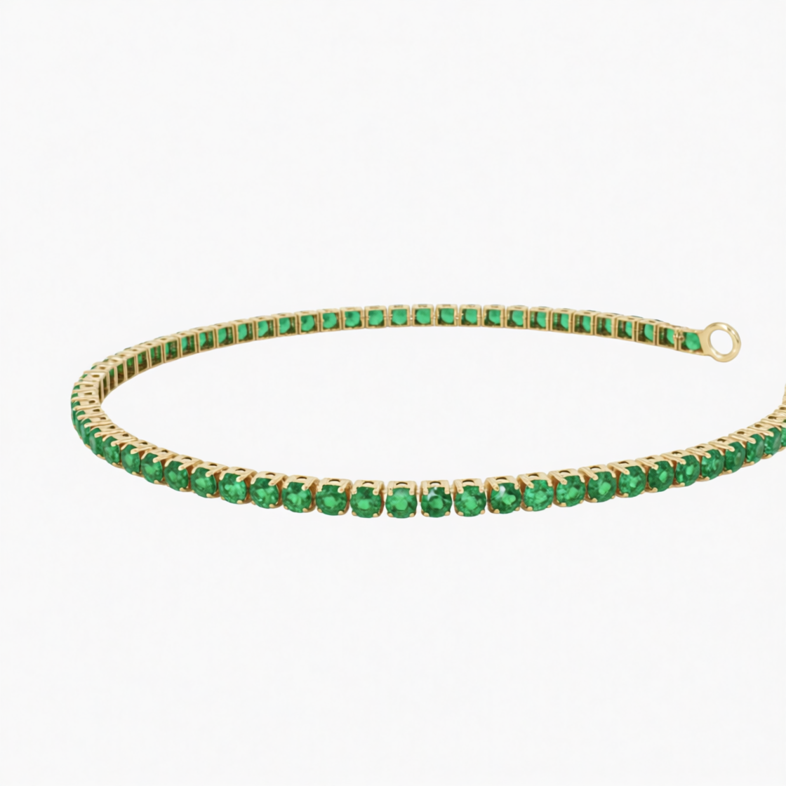 Emerald Tennis Bracelet in 14K Gold - 2.1mm Dainty Minimalist Emerald Jewelry – Lightweight Stackable Bracelet for Her