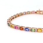 Multi Sapphire & Diamond Tennis Bracelet - 14K Gold