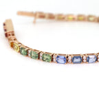 Rainbow Sapphire & Diamond Tennis Bracelet - 14K Gold