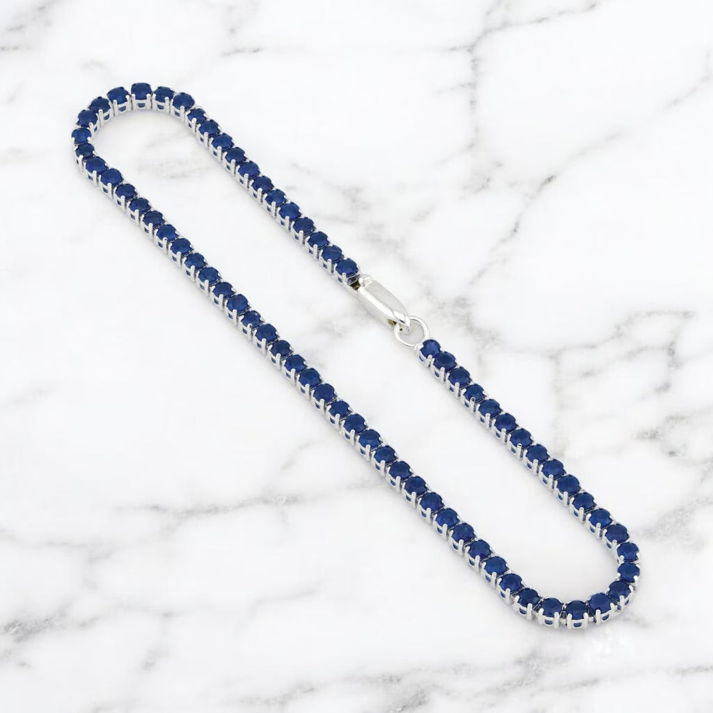 Blue Sapphire Gold Tennis Bracelet - 14K Gold - Lightweight