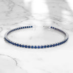 Blue Sapphire Gold Tennis Bracelet - 14K Gold - Lightweight