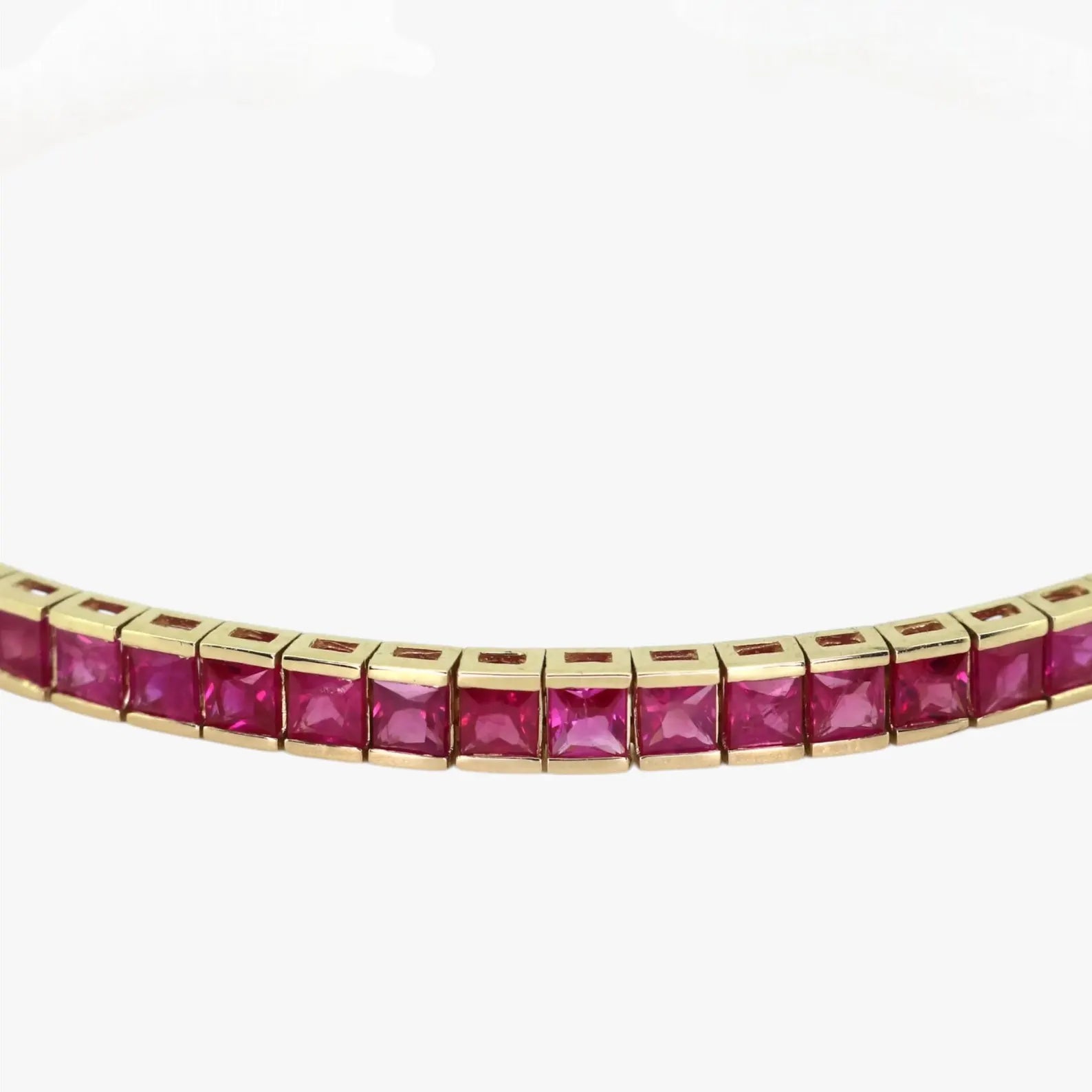 14K Gold Ruby Bracelet - Princess Cut