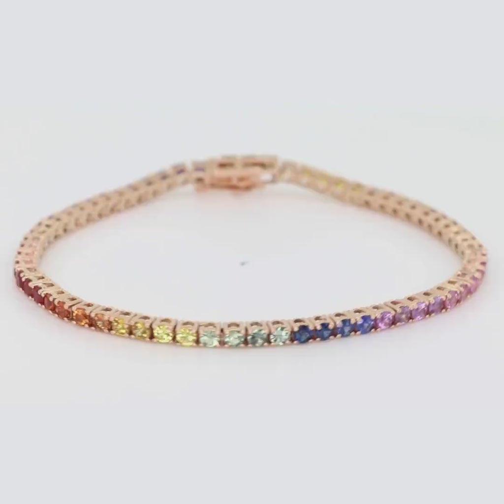 Rainbow Sapphire Gold Tennis Bracelet - 14K Gold