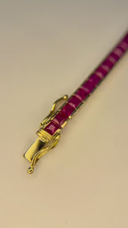 14K Gold Ruby Bracelet - Princess Cut