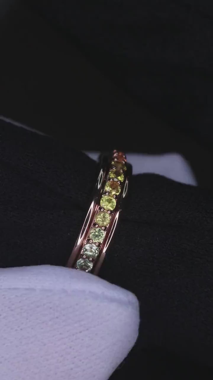 Spinning Rainbow Sapphire Ring - 14K Gold