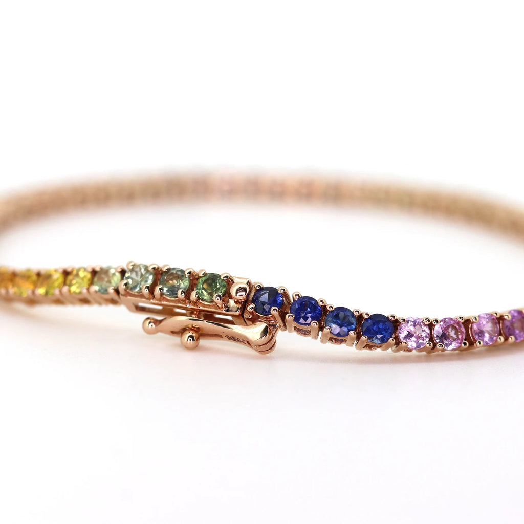 Rainbow Sapphire Gold Tennis Bracelet - 14K Gold