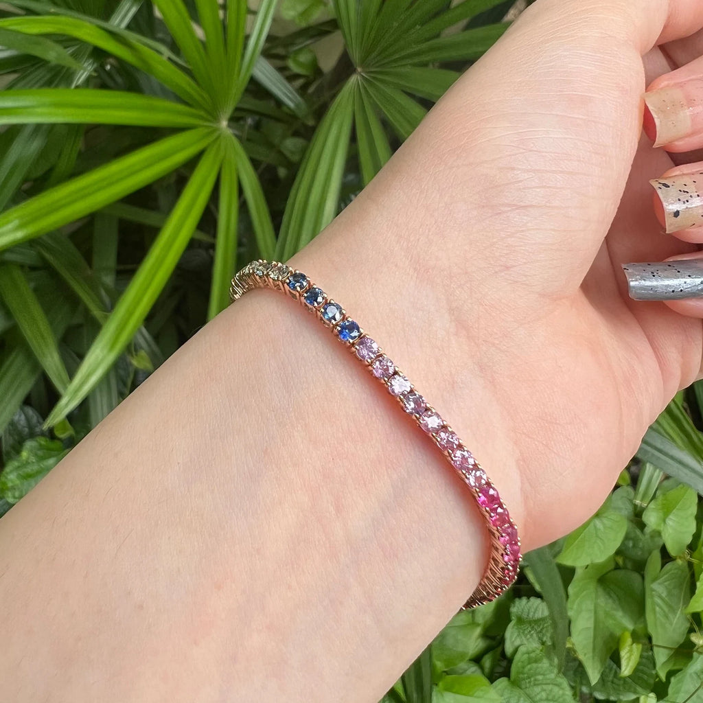 Rainbow Sapphire Gold Tennis Bracelet - 14K Gold